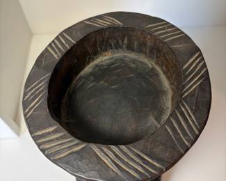 C81 - $55. African Congo Luba Caryatid Ceremony Bowl. Measures 11.75" Tall