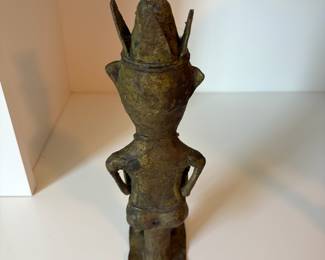 C70 - $60. Bronze Nigerian Yoruba Edan Ogboni Fertility Statue. Measures 4" W x 11" Tall