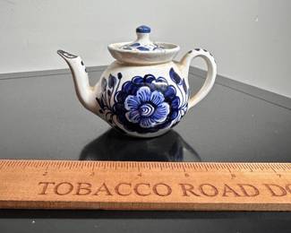 C39 - $10. Miniature Teapot with lid. No chips/cracks etc. Signed "Aurora" Workum