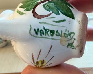 C105 - $20. Set of 7. Mini Hand Painted Portugal Pitchers. Each Measures 2.5" Tall