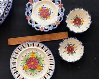 C139 - $80. 7 Piece Set. Vestal Hand Panted Portugal Plates and Bowls.
