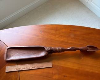 C72 - $25. African Hand Carved Folk art Decorative Scoop. Measures 4" W x 24" Tall