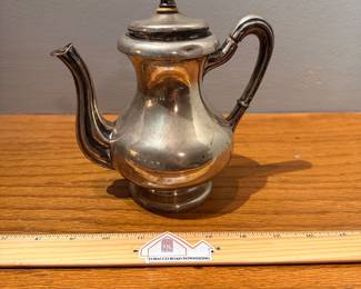 CS5 - $950. 800 Silver Coffee Pot with Hinged Lid. Pot Belly with fluted spout and handle. Weighs 452 grams.