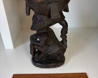 C81 - $55. African Congo Luba Caryatid Ceremony Bowl. Measures 11.75" Tall