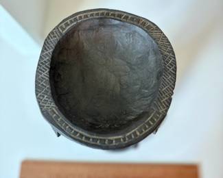 C78 - $35. Nigerian Yoruba People Hand Carved Divination Bowl. Measures 6" W x 8" Tall
