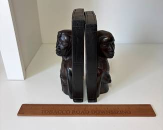 C88 - $20. Vintage African Hand Carved Wood Bookends Man and Woman. Measures 8" Tall