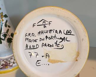 C57 - $20. Pair of Portugal Hand Painted Candle Stick Holders. Measures 9" Tall