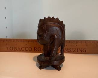 C49 - $12. African Tribal Hand Carved Wood Head. Measures 3.75" Tall