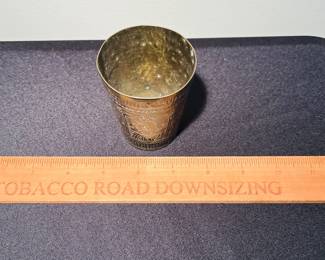 C124 - $20. Antique Handmade Engraved Brass Lassi Cup