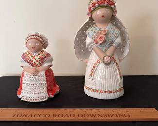 C152 - $50 Pair. Hungarian Pottery Figurines. Karancs 6" tall. Kumoc 9" tall. Both in excellent condition.