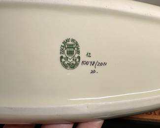 C35 - $20. Zsolnay-Hungary. Hand Painted Trinket Tray. 10.25" long x 3.5" wide.