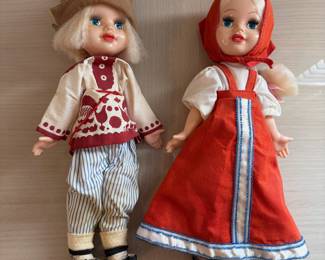 C98 - $30. Vintage Pair of Emely Lengigrushka Russian Soviet Union Dolls.