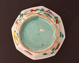 C154 - $20. Vintage Turquoise Chinese Bowl. Measures 7.25" x 2.25".