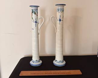 C146 - $25 PAIR of 13.5" Ceramic Italian Chambersticks.