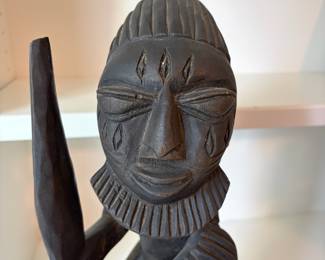 C76 - $80. African Yoruba People of Nigeria Hand Carved Bearded Warrior On a Horse. Measures 21" Tall