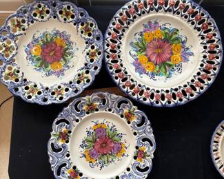 C139 - $80. 7 Piece Set. Vestal Hand Panted Portugal Plates and Bowls.