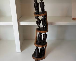 C157 - $80. African Hand Carved Wood Family Tree Sculpture. Measures 24.5" Tall