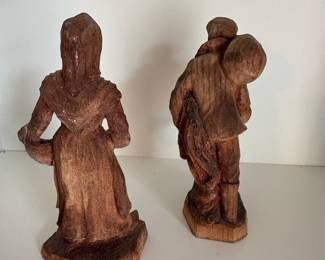 C46 - $15. SIC Dutch Hand Carved Wood Couple. Measures 6.25" Tall