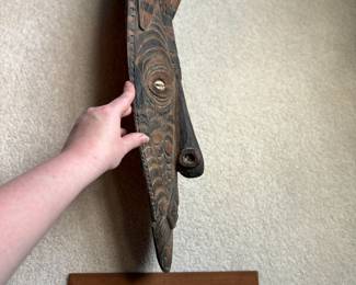 C84 - $160. Vintage Papua New Guinea Kandingai Village Hand Carved Wood Ceremonial Spirit Mask. Measures 6.25" W x 25" Tall