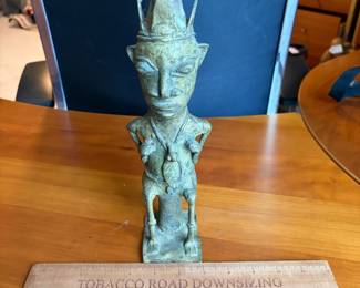 C70 - $60. Bronze Nigerian Yoruba Edan Ogboni Fertility Statue. Measures 4" W x 11" Tall