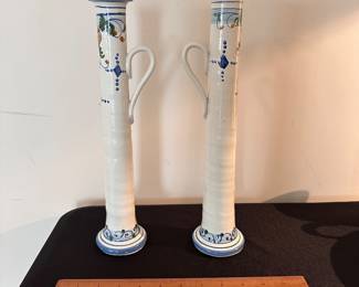 C146 - $25 PAIR of 13.5" Ceramic Italian Chambersticks.