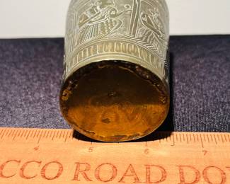 C124 - $20. Antique Handmade Engraved Brass Lassi Cup