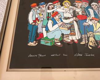 C3 - $250. Jovan Obican (French Yugoslav) "Village Jeweler". Artist Proof / edition of 300. Framed it measures 26.5" x 21.5".