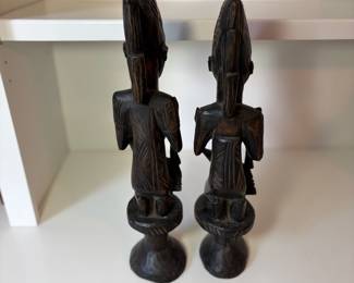 C75 - $40. Pair of African Hand Carved Folk Art Man and Woman. Measures 17.5" Tall