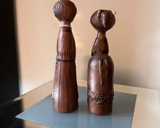 C11 - $125. PAIR of Margit Kovacs Figurines. Mid Century Terra Cotta Figurines by well known Hungarian artist, Margit Kovacs (1902-1977). Choir Boy has a very minor chip in his hair. No issues with the girl noted. Measures 7.75" tallest point.