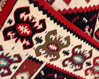 C115 - $225. Vintage Kilim Runner that has hooks sewn in to hang as Wall Art. Measures 35" x 80"