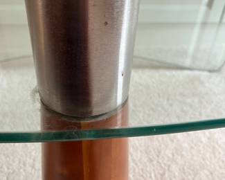 C18 - $225. Waterfall Glass Coffee Table or Media Stand. Measures 42" wide x 21" deep x 23.5" tall. I believe it is Italian - no name or marks found.