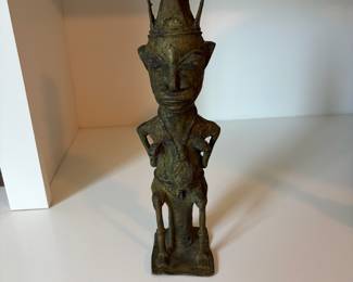C70 - $60. Bronze Nigerian Yoruba Edan Ogboni Fertility Statue. Measures 4" W x 11" Tall