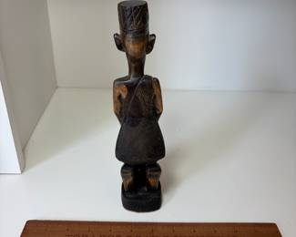 C89 - $15. African Hand Carved Wood Folk Art Figure. Measure 10" Tall