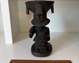 C81 - $55. African Congo Luba Caryatid Ceremony Bowl. Measures 11.75" Tall