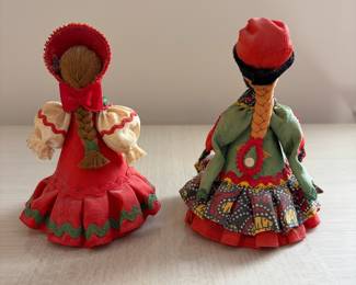 C99 - $12. Pair Hand Made Russian Folk Art Cone Dolls. Measures 5.5" Tall