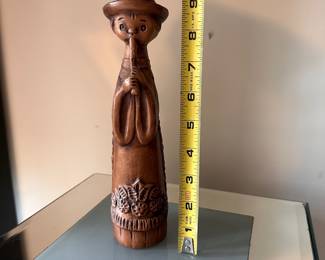 C14 - $60. Margit Kovacs Figurine Boy with a Flute. Measures 9.5" tall. Mid Century Terra Cotta Figurine by well known Hungarian artist, Margit Kovacs (1902-1977)