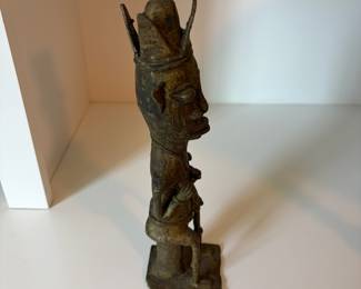 C70 - $60. Bronze Nigerian Yoruba Edan Ogboni Fertility Statue. Measures 4" W x 11" Tall