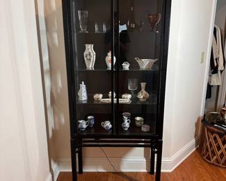 C26 - $550. 2 door display cabinet from Skaraborgs Mobler. Made in Sweden. Measures 31.5" x 13.5" x 69" tall. 3 adjustable glass shelves.