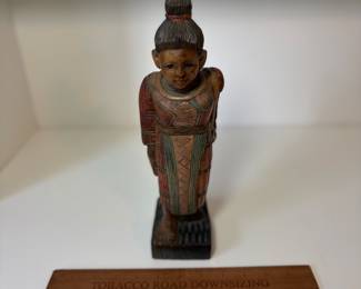 C74 - $30. Thai Hill Tribe Hand Carved Folk Art Woman With Basket. Measures 3" W x 12.25" Tall