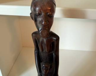 C73 - $45. African Tribal Hand Carved Mother and Children. Measures 17" Tall.