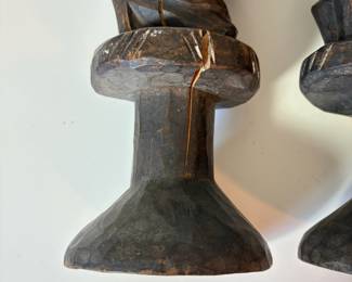 C75 - $40. Pair of African Hand Carved Folk Art Man and Woman. Measures 17.5" Tall