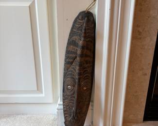 C84 - $160. Vintage Papua New Guinea Kandingai Village Hand Carved Wood Ceremonial Spirit Mask. Measures 6.25" W x 25" Tall