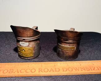 C123 - $20. Set of Antique Metal and Brass 1-Deciliter Measuring Cups. European.