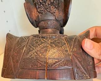 C56 - $60. Vintage Balinese Bali Hand Carved Wood Bust. Measures 5.5" W x 7.75" Tall