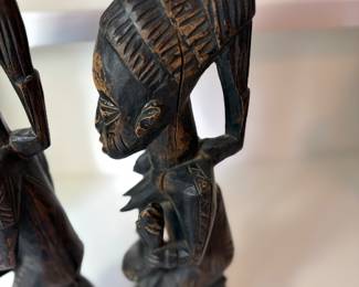 C75 - $40. Pair of African Hand Carved Folk Art Man and Woman. Measures 17.5" Tall