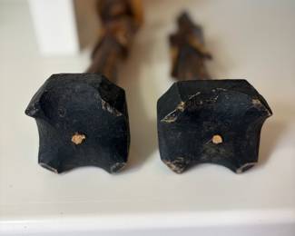 C80 - $25. Vintage Asian Hand Carved Bone Figures Man and Woman. Man's hat has a crack.