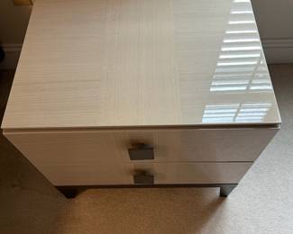 C19 - $225. PAIR of Nightstands from Ambiente Modern Furniture. ALF Italian Designs "Mont Blanc" series. Measures 24" x 19" x 22" tall. All drawers slide - very good, gently used condition.