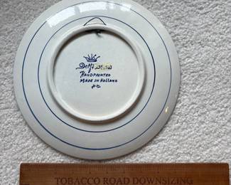 C136 - $20. Delft Holland Floral and Bird plate. Wall Hanging.