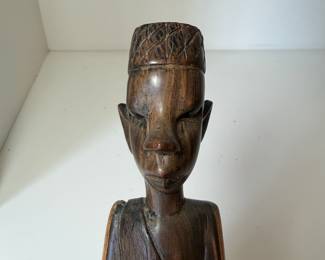 C89 - $15. African Hand Carved Wood Folk Art Figure. Measure 10" Tall