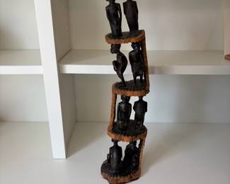 C157 - $80. African Hand Carved Wood Family Tree Sculpture. Measures 24.5" Tall